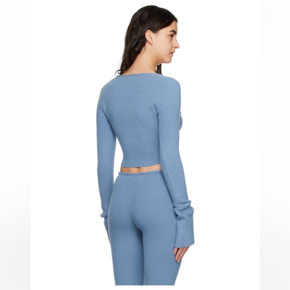 Danielle Guizio Blue Bow Sweater Long Sleeve Top - Picture 2 of 5